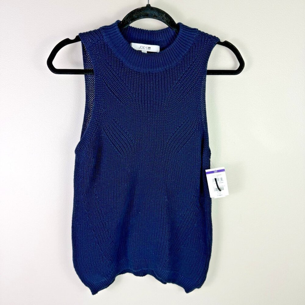 Joe’s Jeans Navy Sleeveless Knit Sweater XS Crewneck Capsule NWOT